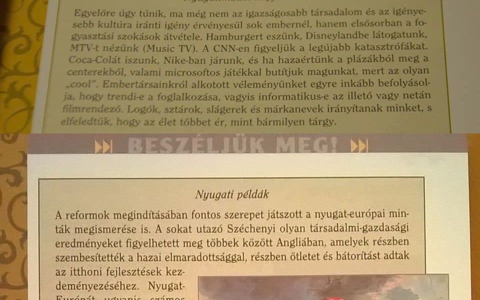 Eltüntették a nyugatimádatos részt a hetedikes tankönyvből