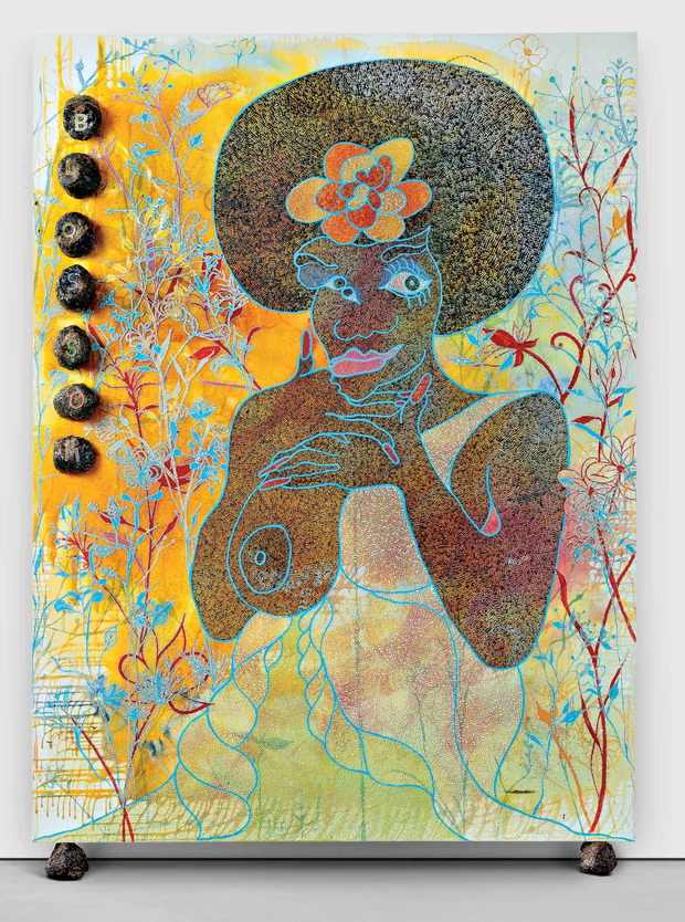 Elefánttrágyából készült festményért fél milliárd forintot várnak – Chris Ofili: Blossom