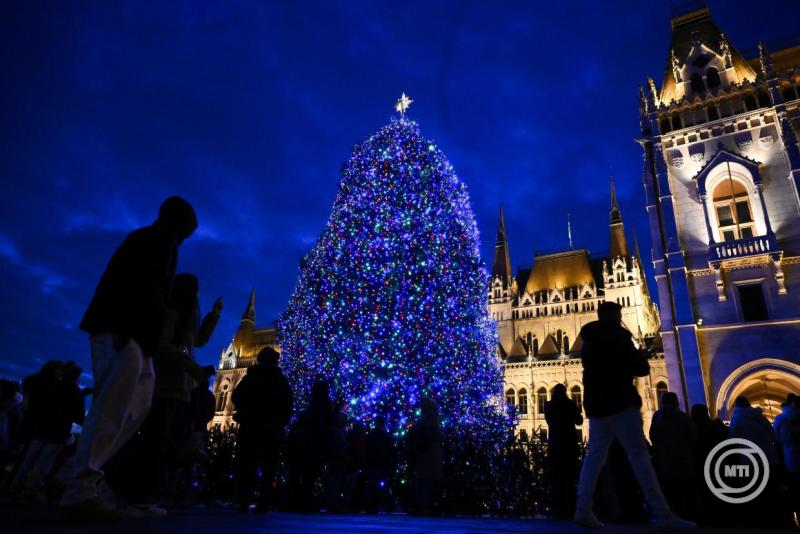 Már világít a 2500 méter fényfüzérrel díszített 23 méter magas Ország Karácsonyfája