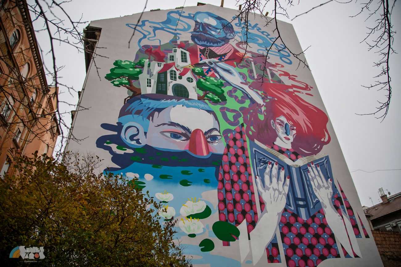 Hatalmas tűzfalfestmény ábrázolja Jókai Mór írót és világát